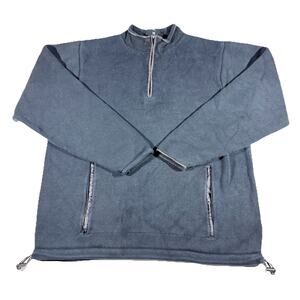 Vintage Eddie Bauer Mens XL Quarter Zip Waffle Knit Pullover Black drawcord hem